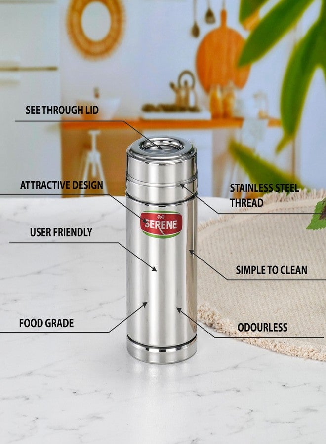 Serene 9103 Stainless Steel Top See-Through Transparent Container | Transparent Lid | Airtight Steel Containers | Multipurpose Kitchen Storage for Spices, Snacks & More | 550 ML Each | 2 Pcs - Image 5